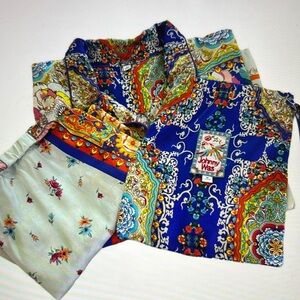 Johnny Was Silk Short Pajama with Pouch